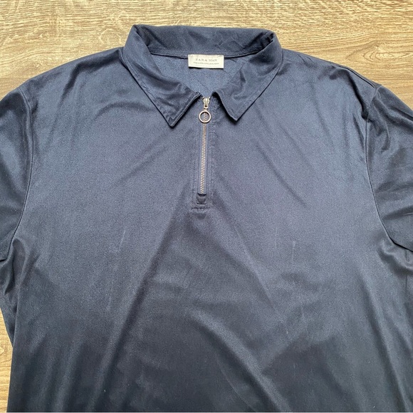 Zara Man Velour Zip Polo Shirt - Picture 14 of 15